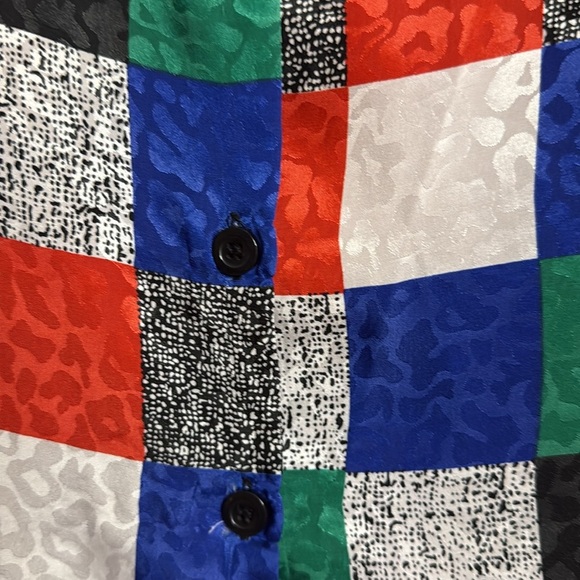 NICOLA Multicolor Checkered Short Sleeve Top size 14 - Picture 5 of 7